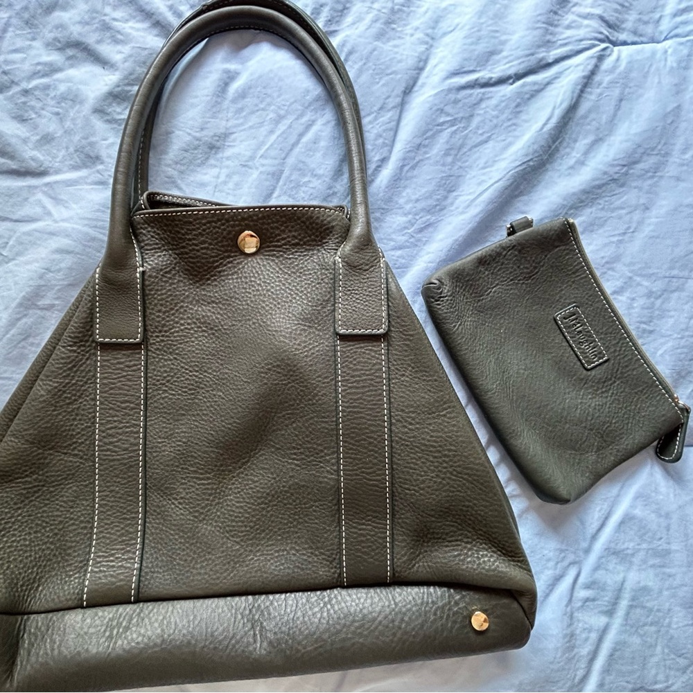 Elegant Green J McLaughlin Leather Tote Bag